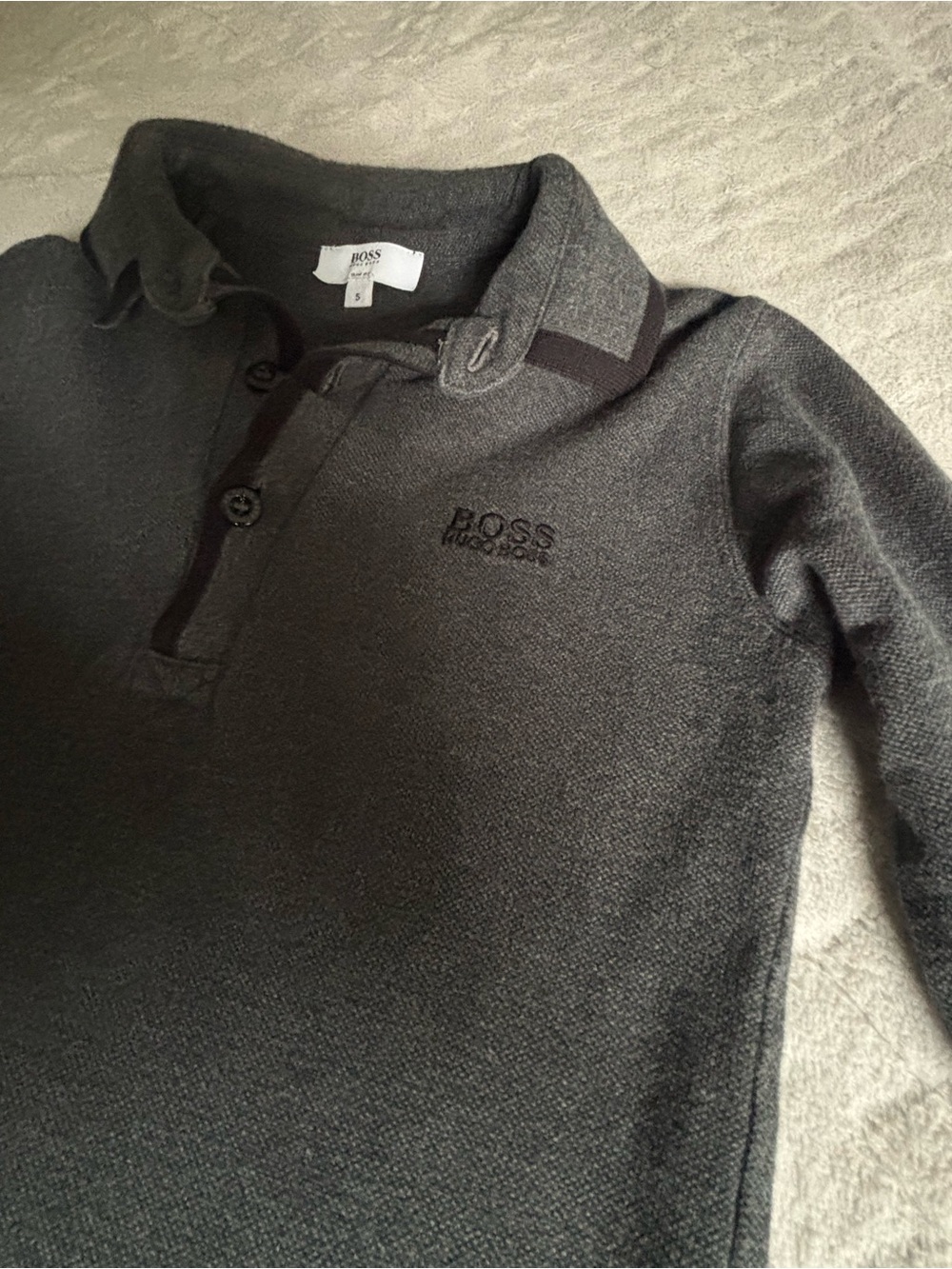 Toddler Hugo Boss Dark Gray Long-Sleeve Polo